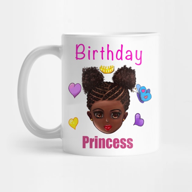 Birthday Princess Girls Birthday Party African American black girl by Artonmytee